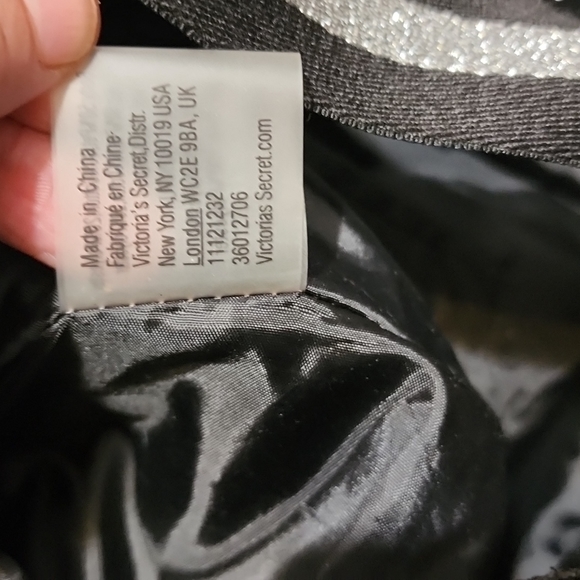 Victorias Secret Fashion Show Tote Sparkle Black Silver Glittery Silver Heart - Picture 5 of 6